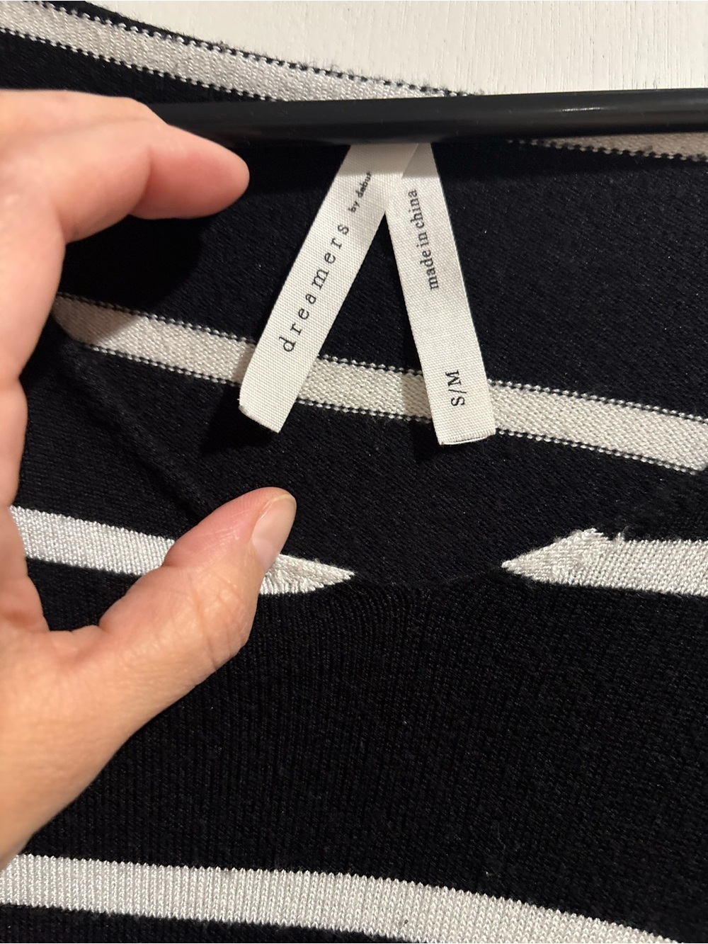 Dreamers Black and White Striped Lightweight Sweater - Picture 3 of 3